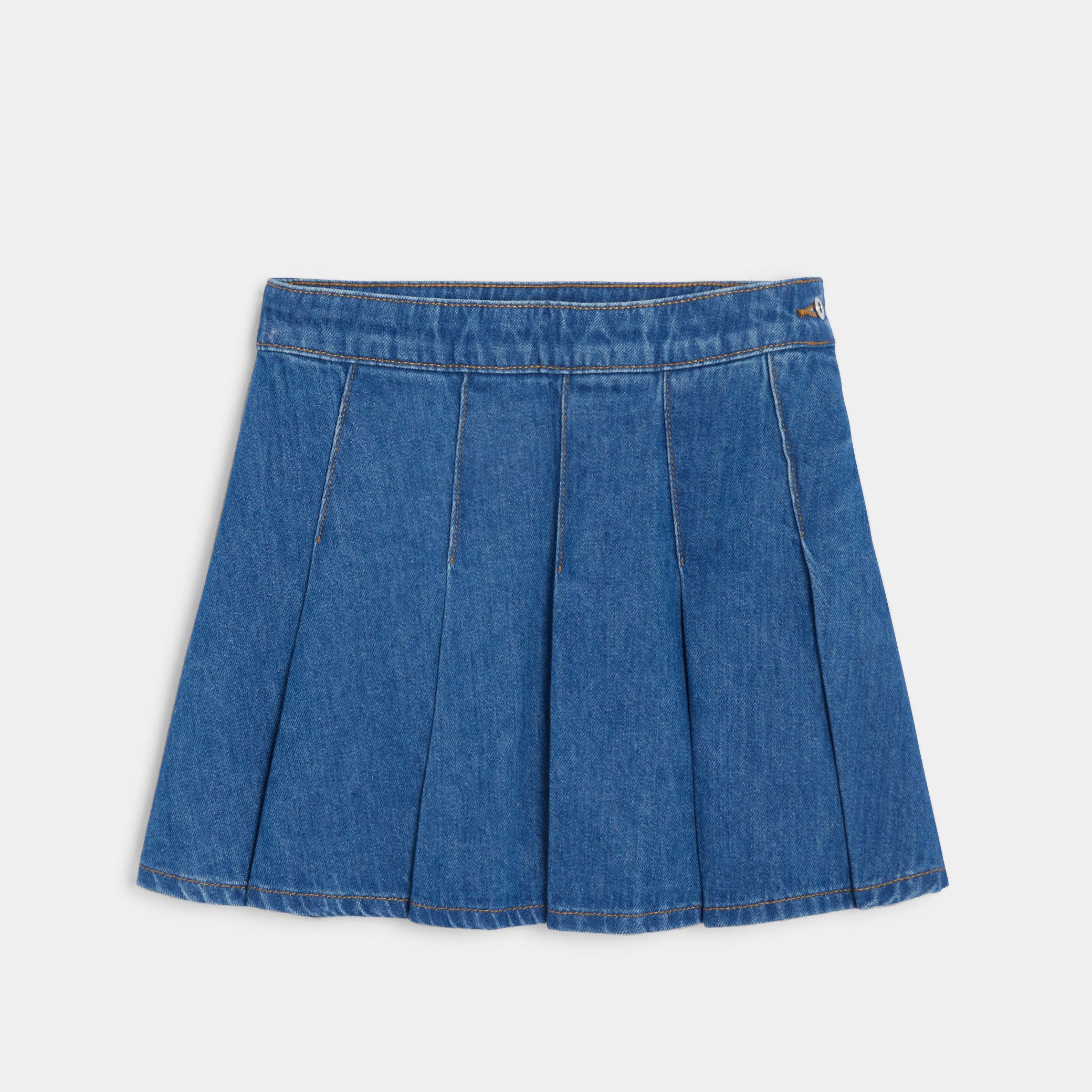 Chân váy denim xếp ly